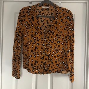 LUSH Mustard Leopard Blouse